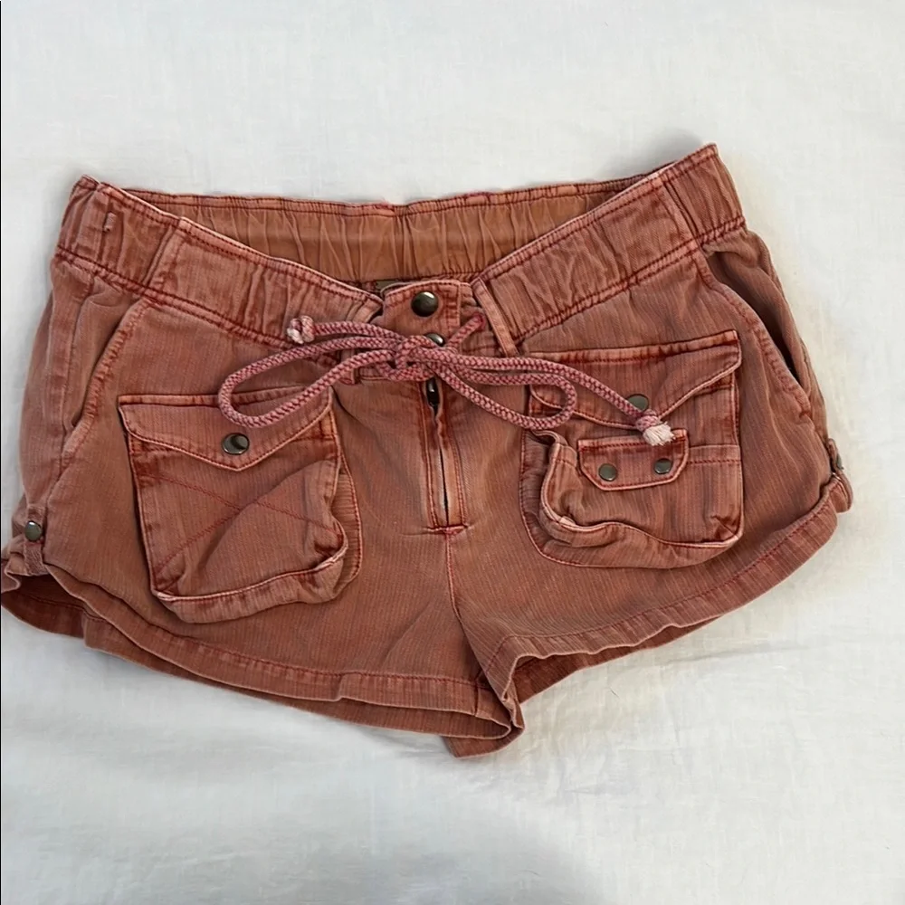 Free People Rust Pink Corduroy Cargo Shorts
